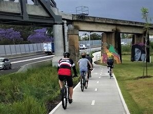 Clarence Valley Council staff on a group ride from Grafton Airport to Clarence Valley Council depot via the Ulmarra Ferry contributing towards the organisation's efforts to win the NSW Government and Public Services (200-499) category of the 2020 Biketober Business Challenge.