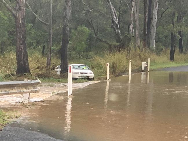 A person was rescued from a car which has gone off into a causeway at Bauple.