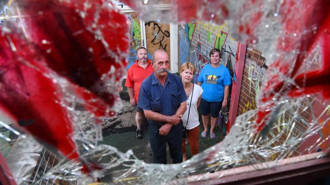 Neighbours Robyn Hamley, Ellie Heald, Joe Sama and Mark Cleeve are upset that the old Wantirna Heights School was trashed by vandals. Pictures: Josie Hayden