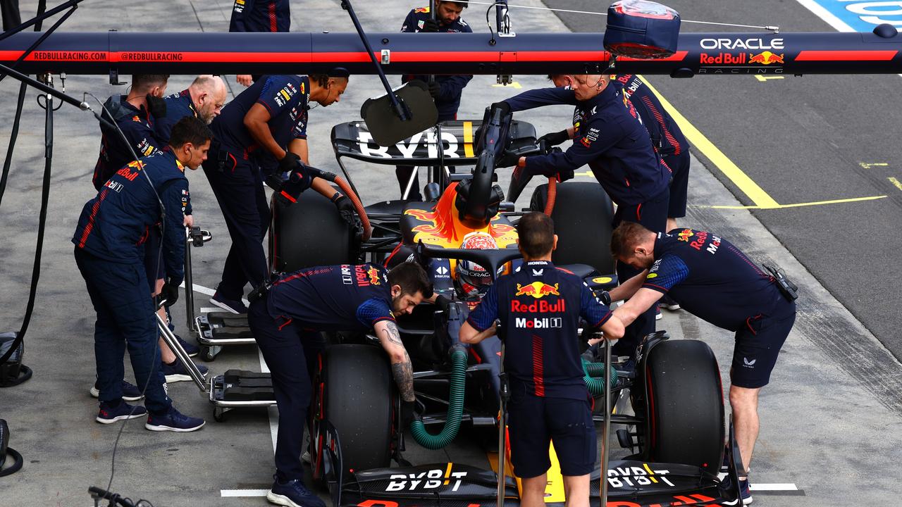 Max Verstappen in pit lane during qualifying.