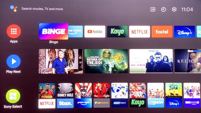 The Android TV menu on Sony’s X95H range.