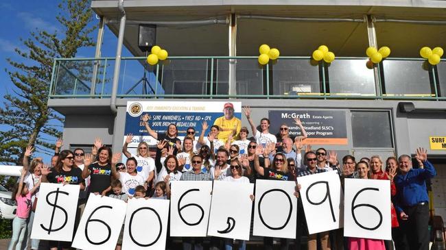 The community celebrates as 92.7 Mix FM breakfast announcers Caroline Hutchinson and Mark Darin discover they have smashed their $600,000 fundraising goal for the Give Me 5 for Kids appeal. Picture: Amber Hooker