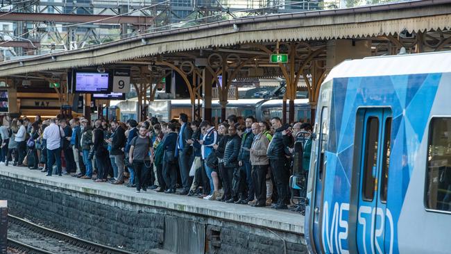 Unreliable and overcrowded train services continue to be a bugbear for Melbourne commuters. Picture: Jason Edwards