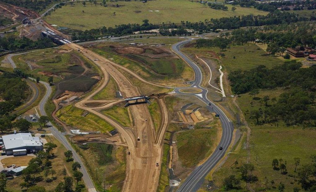 Nexus has shared new aerial photos. Mort Street interchange construction. Picture: Above Photography PTY LTD