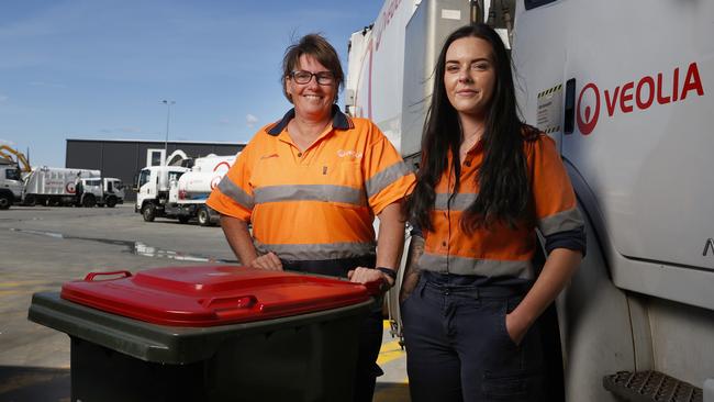 Steph French and Sarah Picken who are truck drivers for Veolia.  Women in wheels program being rolled out nationally.  Picture: Nikki Davis-Jones