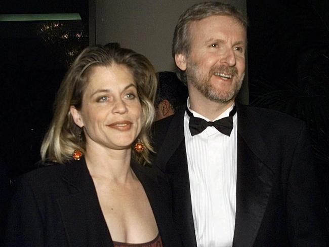 Linda Hamilton and then-husband James Cameron in 1998.