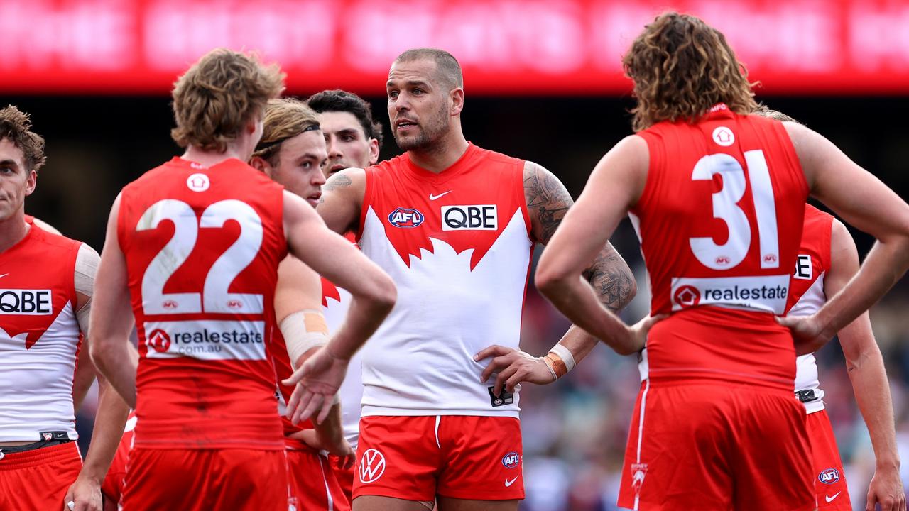 It was a tough day for Buddy and the Swans. (Photo by Brendon Thorne/AFL Photos/Getty Images)