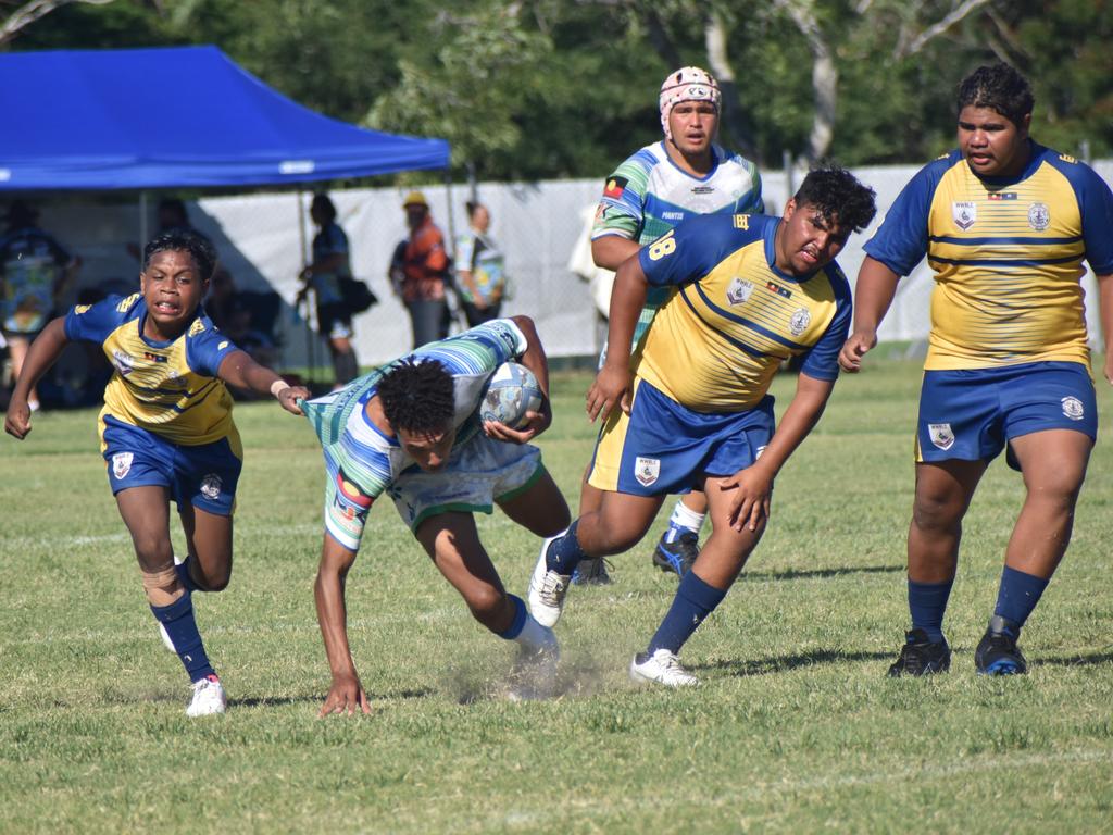 Under-17 grand final, Gladstone Ringers versus Woorabinda Warriors, at Warba Wangarunya Rugby League Carnival at Saleyards Park, Rockhampton, on January 24, 2025. Photo: Pam McKay