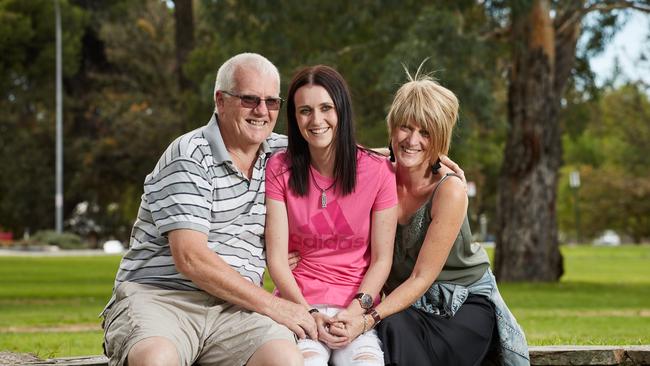 Stephen, Lauren and Kathleen Miles are part of the Run for Miles team in the Mother's Day Classic. Picture: Matt Loxton