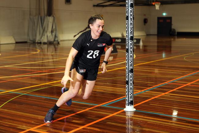 Abby Hewett at the AFLW draft combine for Queensland players, held at Runaway Bay Indoor Sports Centre. Picture: Richard Gosling.