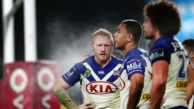 James Graham of the Bulldogs looks on during the round 16 NRL match between the New Zealand Warriors and the Canterbury Bulldogs at Mt Smart Stadium.