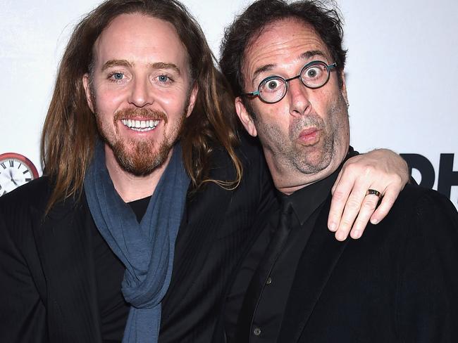 Tim Minchin (left) and Danny Rubin attend the Groundhog Day opening night on Broadway. Picture: Dimitrios Kambouris/Getty Images/AFP