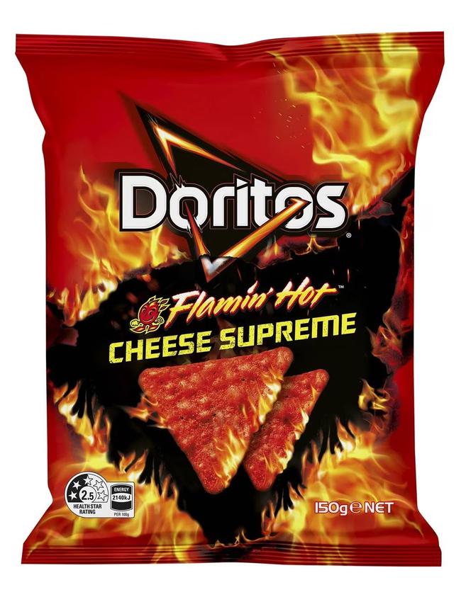 The UWU claims worker health has been adversely affected by Doritos Flamin’ Hot seasoning. Picture: Supplied / Woolworths