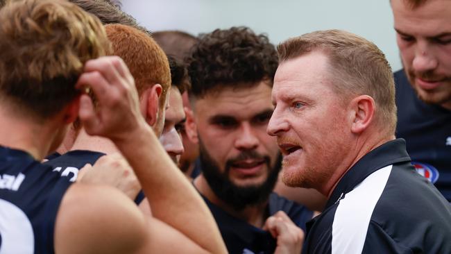 Michael Voss has attributed Carlton’s recent fadeouts to a loss of concentration as they outlasted a fast-finishing Port Adelaide. Picture: AFL Photos via Getty Images