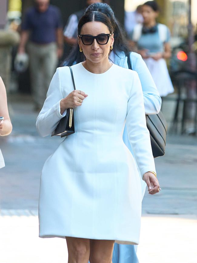 A white hourglass dress by Lillian Khallouf was said to retail for $1,200. Picture: NewsWire / Flavio Brancaleone