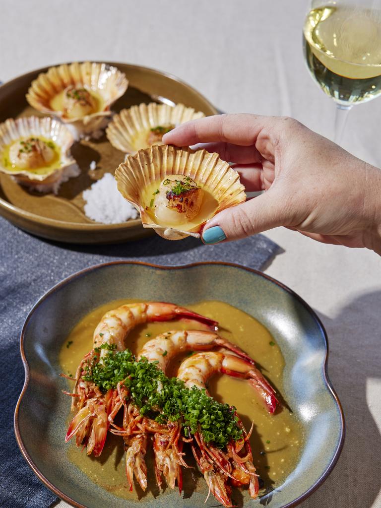 Prawns and scallops at Fosh, Portside, Hamilton