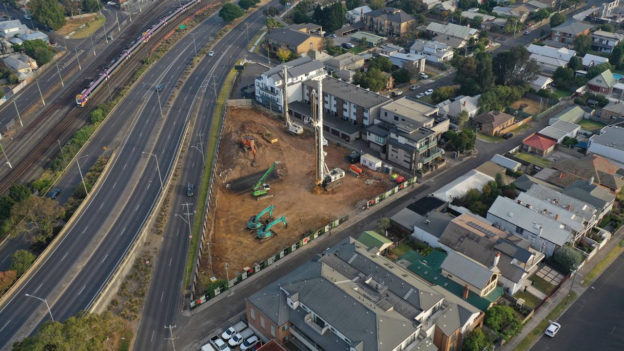 A bird’s eye view of the early works at the Motif development on York St. A builder expected to be announced shortly. Picture: Alan Barber.