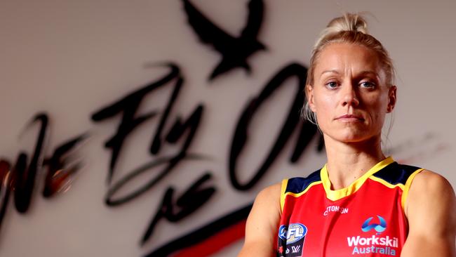 Erin Phillips is looking to come back to play this season after a ACL injury in the 2019 AFLW Grand Final. (AAP Image/Kelly Barnes) NO ARCHIVING