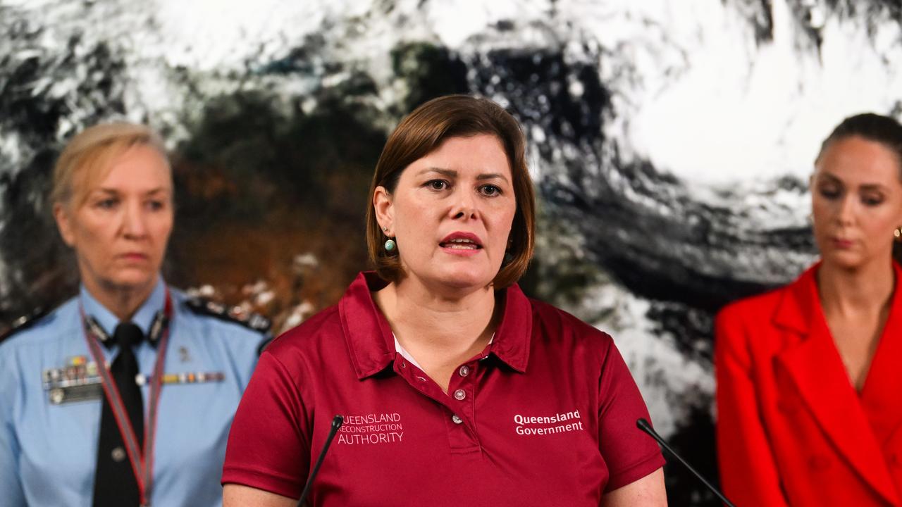 Queensland Minister for Fire and Disaster Recovery and Minister Nikki Boyd provides an update on the weather situations. Picture: NCA NewsWire/ Dan Peled