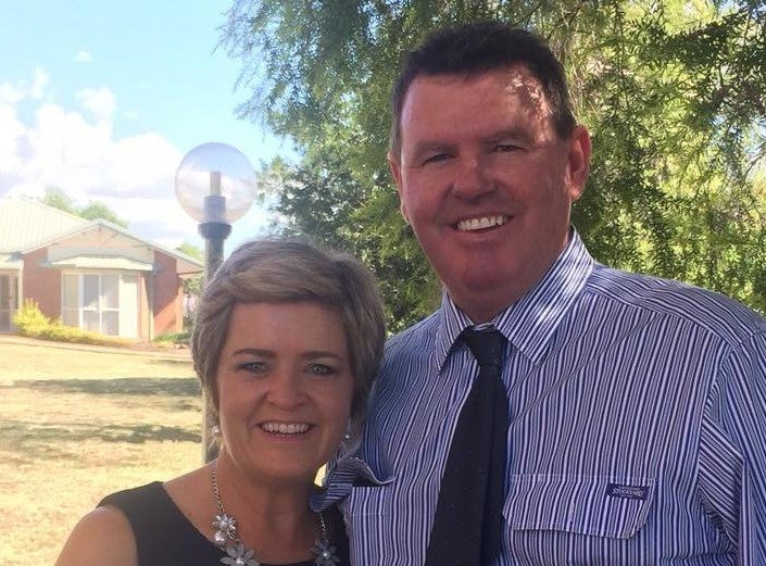 TRAGIC LOSS: Beloved wife, mother, hairdresser and countrywoman Nancy Davies has died from injuries sustained after she was struck in the face by a horse on a property 25km outside of Wandoan over the weekend. Nancy is pictured with her husband Mike Davies. Picture: Facebook