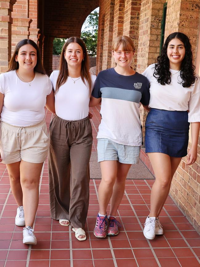 Stephanie Catania, Dora Abicic, Katherine Baker and Simone Tanna. receive their results today. Picture: Rohan Kelly