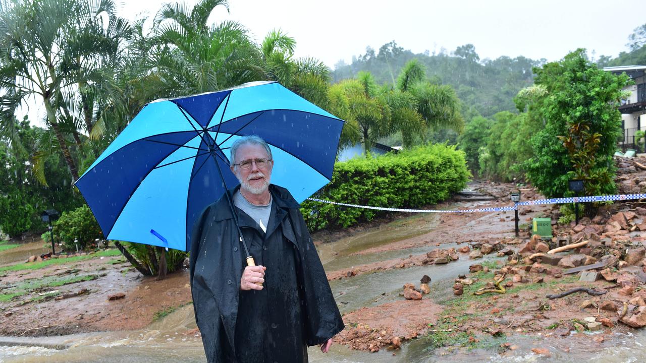 Kerry Guinea had to evacuate his Wulguru home after a landslide. Picture: Shae Beplate