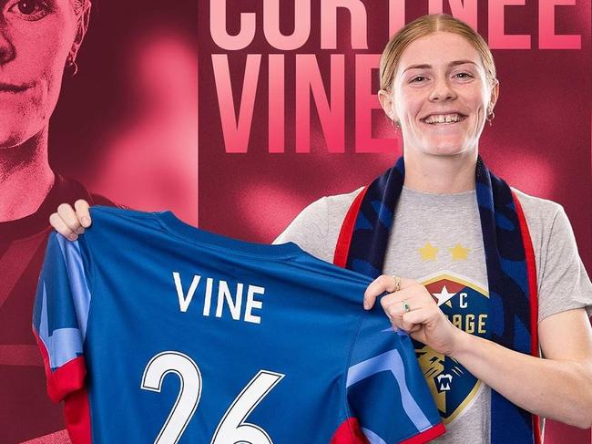 Cortnee Vine with her new North Carolina Courage kit. Photo: Supplied