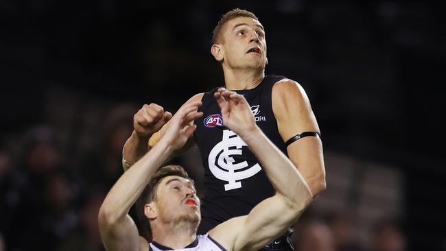 Carlton's Liam Jones spoilS. Pic: Michael Klein