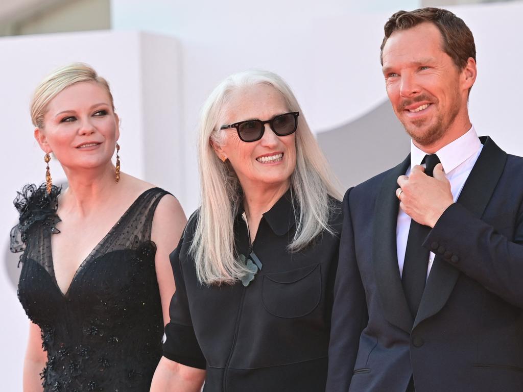 New Zealand director Jane Campion with Benedict Cumberbatch and Kirsten Dunst all received Golden Globe nominations for The Power of the Dog. Picture: AFP