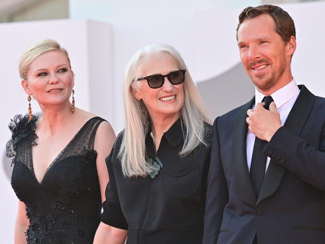 New Zealand director Jane Campion with Benedict Cumberbatch and Kirsten Dunst all received Golden Globe nominations for The Power of the Dog. Picture: AFP