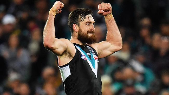 Charlie Dixon kicked four goals in Port Adelaide’s win over Gold Coast.