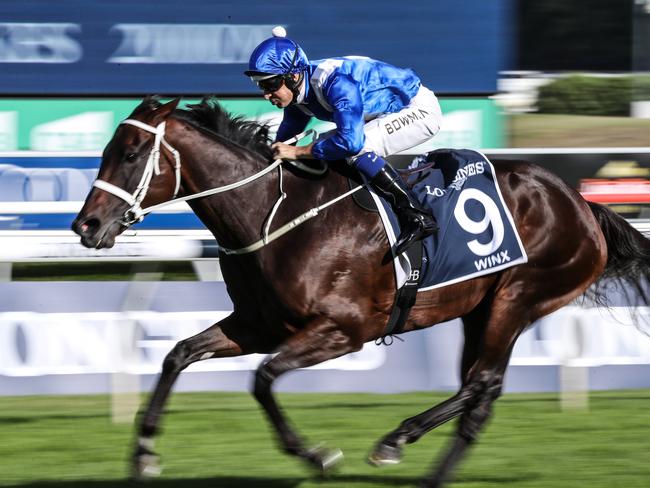 Queen Elizabeth Stakes at Randwick races on 14th April 2018. (Pictures by Julian Andrews).Winx photographed winning The Queen Eizabeth Stakes at Randwick to become the joint record holder (with Black Caviar) of the most consecutive race wins (25).(Photo by Julian Andrews).