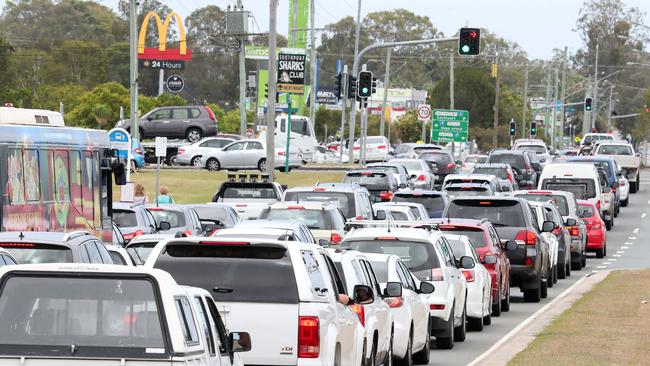 Traffic on the Gold Coast Highway near Harbourtown. Picture: Richard Gosling.