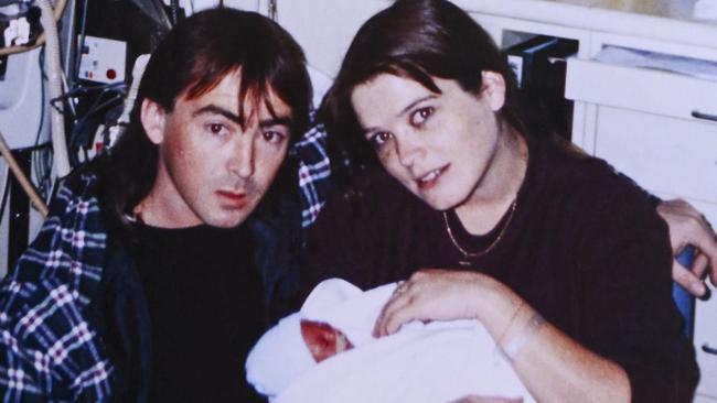 Steve Tozer in his younger years with his ex-partner Denise Palmer at the birth of their son.