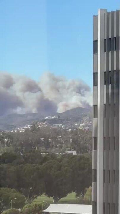 Smoke Plumes From Palisades Fire Visible Over Los Angeles