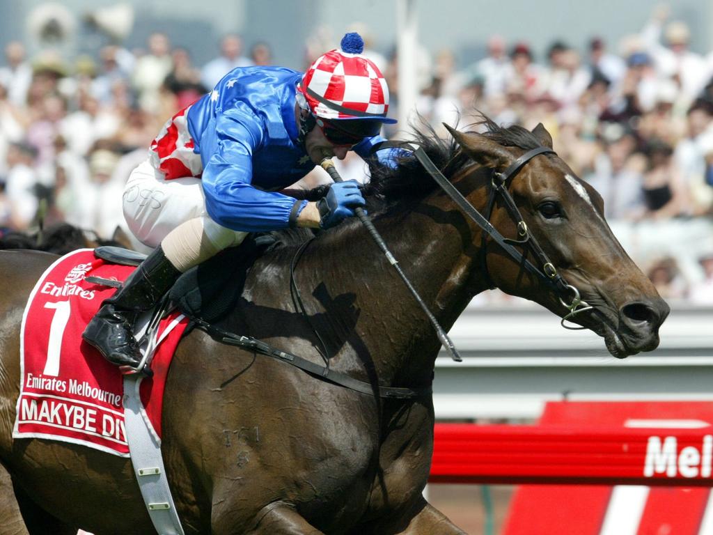 01/11/2005 SPORT: Flemington Races, Race 7 Makybe Diva wins the Emirates Melbourne Cup ridden by Glen Boss. Its the third time she has won the Melbourne Cup in a row.