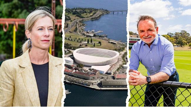 Stadium stoush reignites between Labor leader Rebecca White and independent MP David O’Byrne.