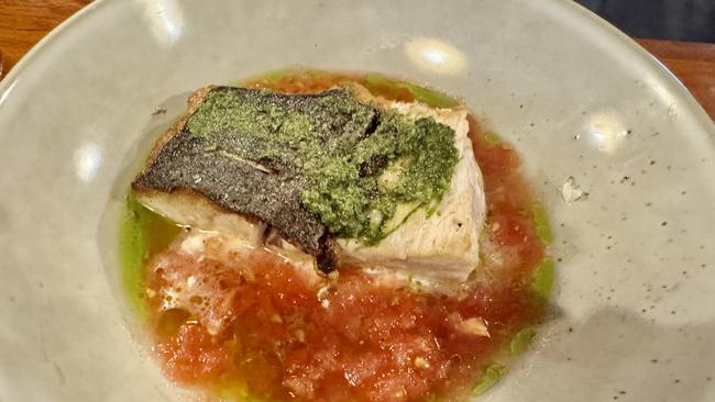 Goolwa mulloway with spiced tomato at Hays Street Bar and Kitchen, Goolwa