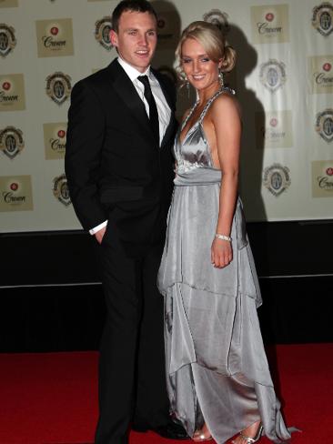 <p>2008 Brownlow Medal. Red carpet arrivals. Nathan Foley and Kate O'Connor. Picture: Bruce Magilton</p>