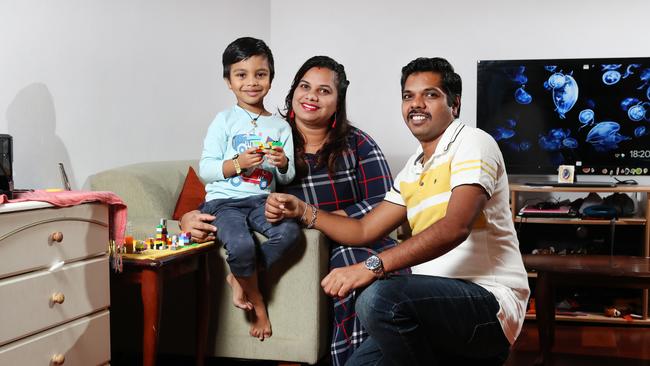 Rani and Away Musale and their four year old son Ram are among well over 600,000 Indian people living in Australia. Picture: Richard Dobson