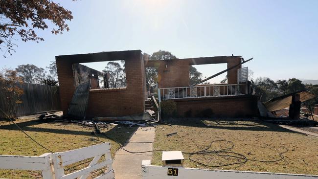 Gutted homes at Tathra after the fire swept through the town. Picture: Gary Ramage