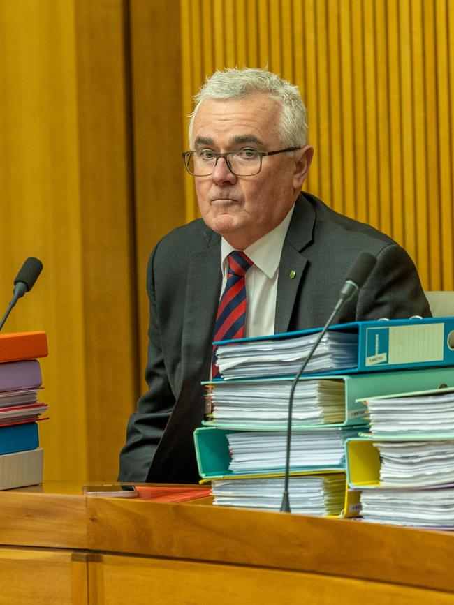 Andrew Wilkie on the day he tabled the Hillsong documents. Picture: NCA NewsWire