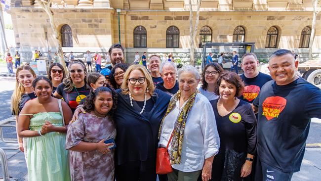 Megan Davis and Pat Anderson at Brisbane City Hall to vote in the referendum. Picture: Ben Fry