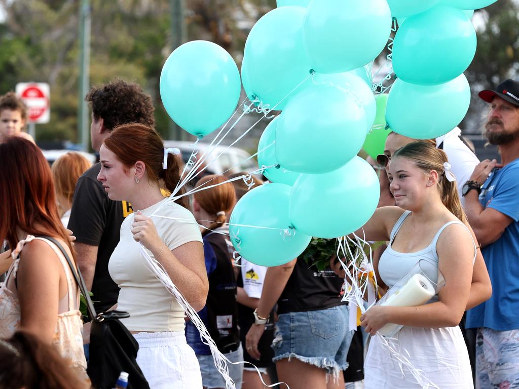 Hundreds of people have gathered at Bribie Island for a vigil to honour 17-year-old shark attack victim Charlize Zmuda. Picture: David Clark