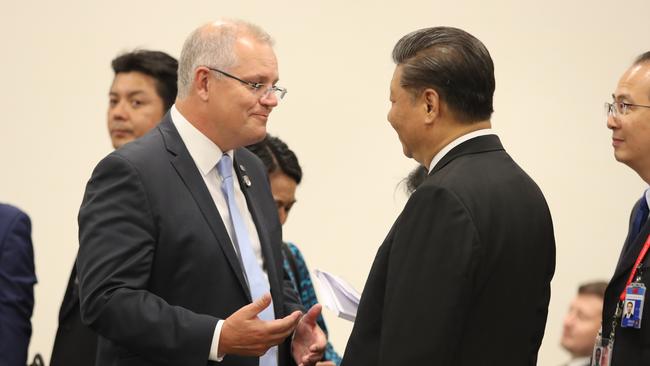 Prime Minister Scott Morrison meets with Chinese President Xi Jinping during the G20 in Osaka, Japan in 2019. Picture: Adam Taylor Adam Taylor/PMO