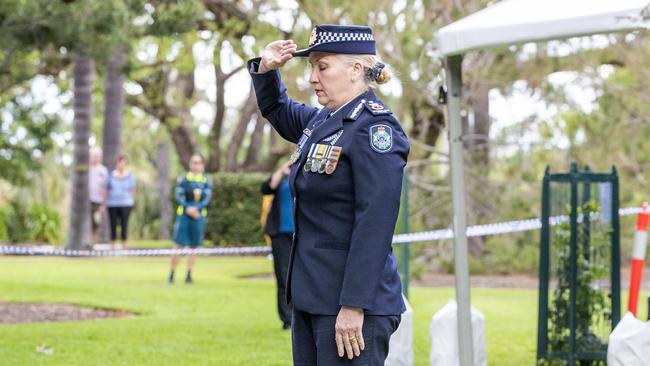 Queensland Police Commissioner Katarina Carroll at the National Police Remembrance Day at the Botanical Gardens memorial, Brisbane. Picture: Richard Walker