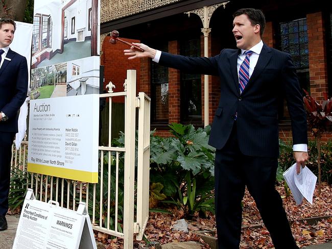 Pictured is the auction at 44 West Street North Sydney today. Picture: Tim Hunter.