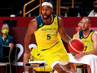 Patty Mills in action during the preliminary round basketball game between Australia and Germany at Saitama Super Arena during the Tokyo 2020 Olympics. Pics Adam Head