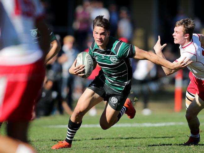 BBC's Jack Howarth pictured in action during Brisbane Boys' College vs Ipswich Grammar School rugby at BBC, Brisbane 17th of August 2019.  (AAP Image/Josh Woning)