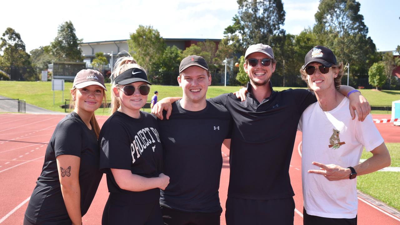 Caitlyn Menesi, Nick Menesi, Maddy Tindall, Mitch Hoskins and Jesse Hollier at the Sunshine Coast Relay for Life 2022.